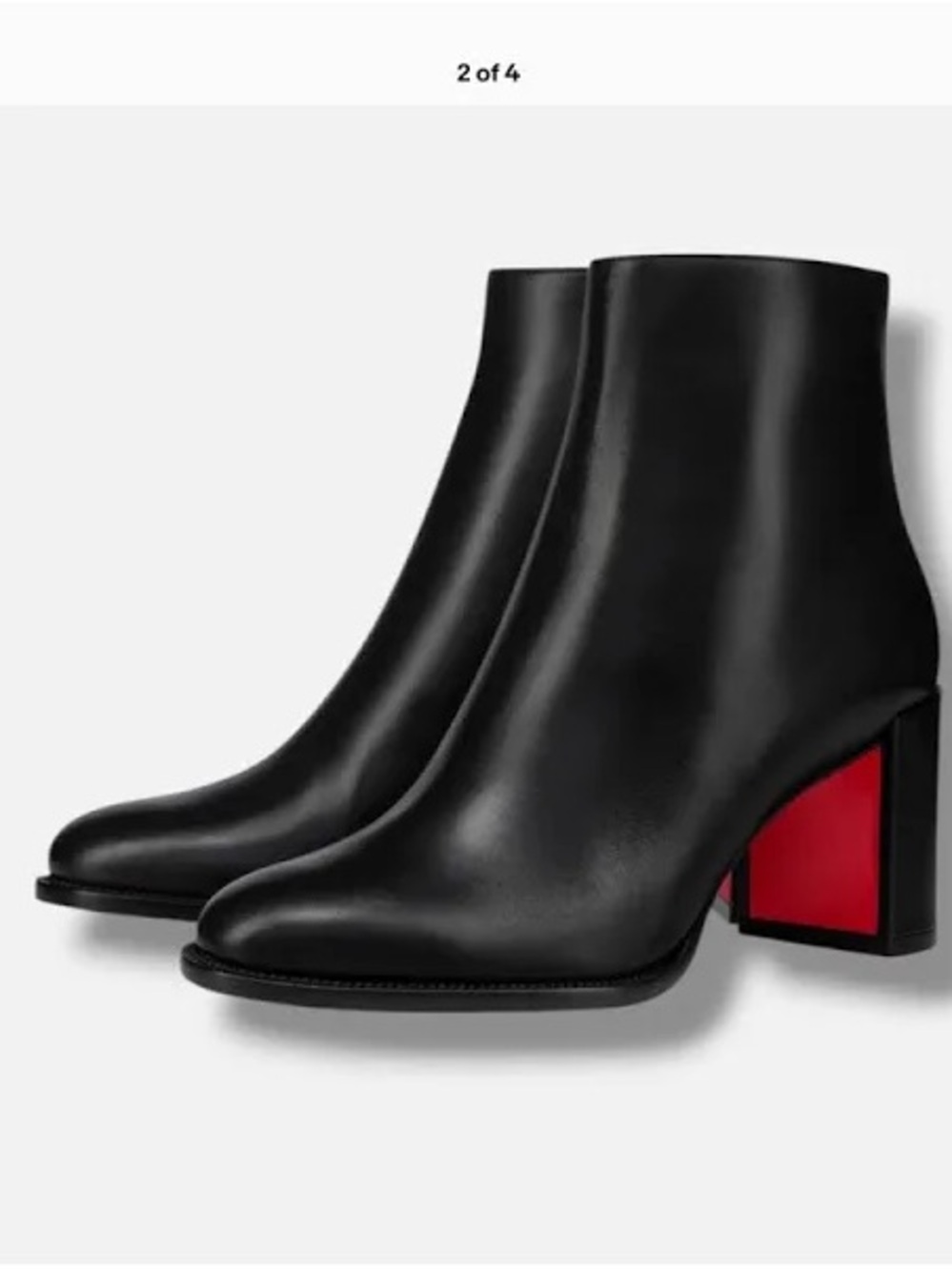 Christian Louboutin Black Leather Ankle Boots with Red Block Heel